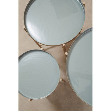 Corra Grey Enamel Top Set Of Three Side Tables