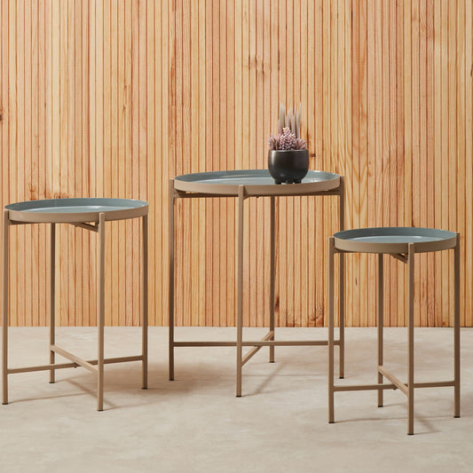 Corra Grey Enamel Top Set Of Three Side Tables