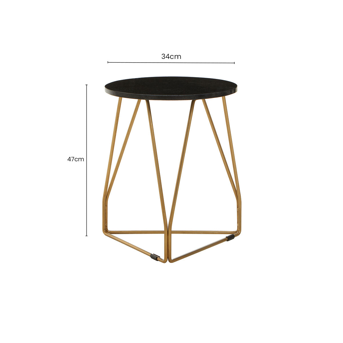 Corra Side Table With Black Marble Top