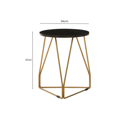 Corra Side Table With Black Marble Top