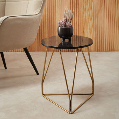 Corra Side Table With Black Marble Top