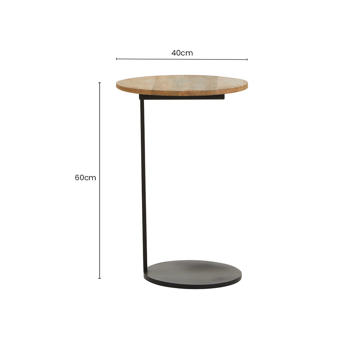 Corra Side Table With Round Wooden Top
