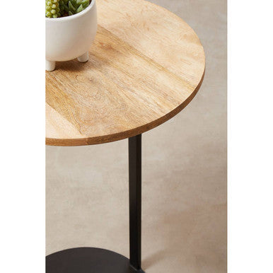 Corra Side Table With Round Wooden Top