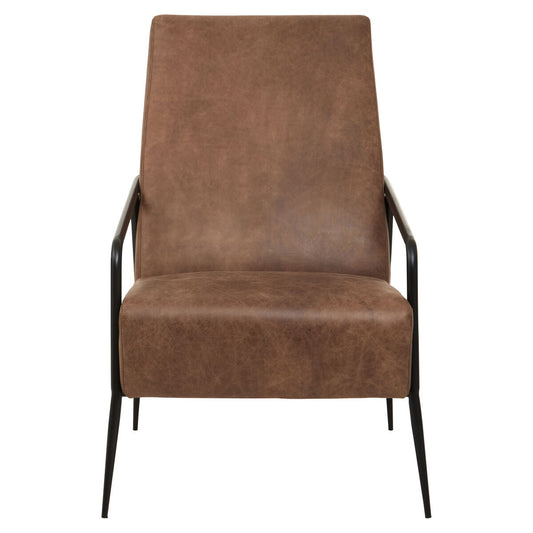 Hoxton Brown Leather Lounge Chair With Reclined Profile