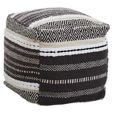 Cefena Grey And White Pouffe