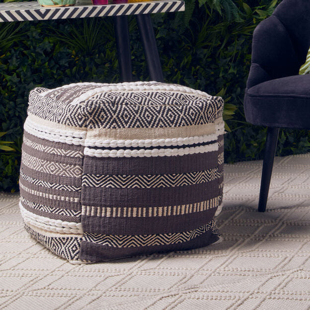 Grey and White Pouffe | Cefena