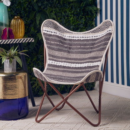 Grey and White Butterfly Chair | Cefena