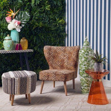 Cefena Leopard Print Velvet Chair