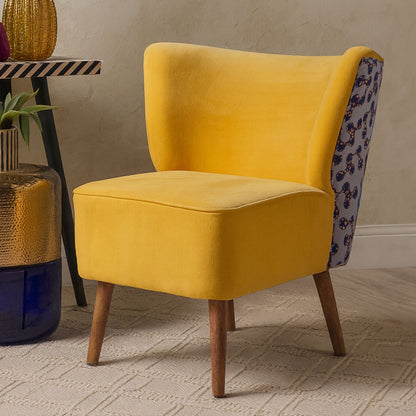 Cefena Yellow Cotton Chair with High Back
