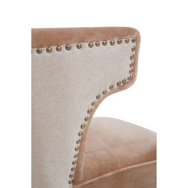 Cefena Mink Velvet and Natural Linen Chair