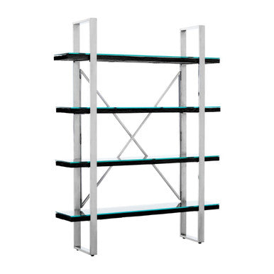 Kerala Black Wood Four Tier Shelf Unit