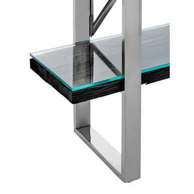 Kerala Black Wood Four Tier Shelf Unit