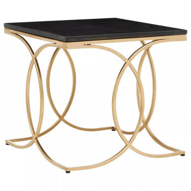 Kia Black Marble and Gold Side Table