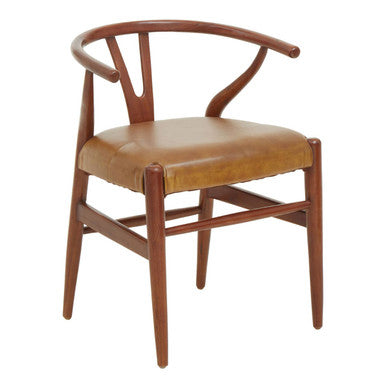 Kendari Tan Leather Wishbone Dining Chair