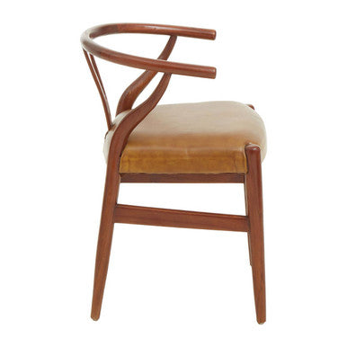 Kendari Tan Leather Wishbone Dining Chair
