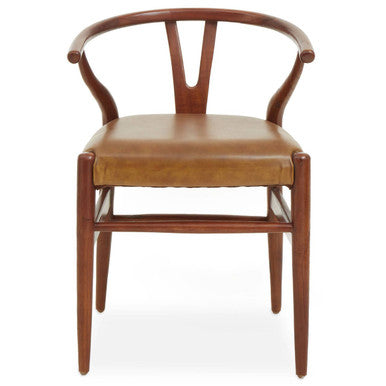 Kendari Tan Leather Wishbone Dining Chair