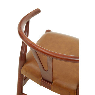 Kendari Tan Leather Wishbone Dining Chair