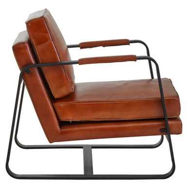 Buffalo Brown Leather Armchair With Black Iron Frame