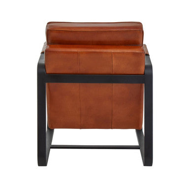 Buffalo Brown Leather Armchair With Black Iron Frame
