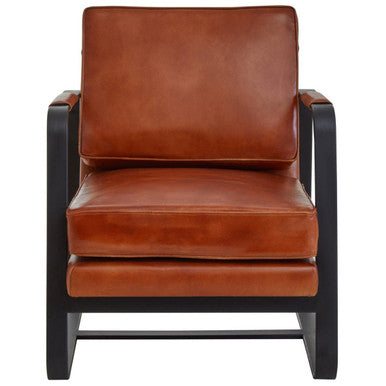 Buffalo Brown Leather Armchair With Black Iron Frame