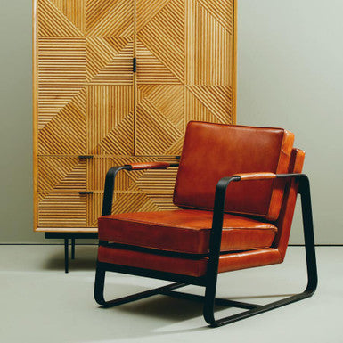 Buffalo Brown Leather Armchair With Black Iron Frame