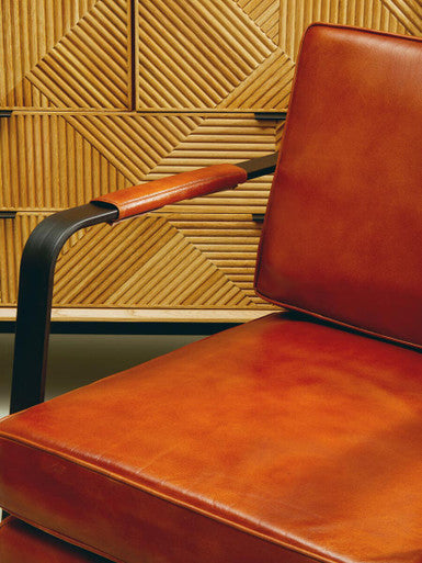 Buffalo Brown Leather Armchair With Black Iron Frame