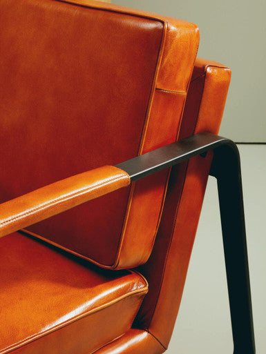 Buffalo Brown Leather Armchair With Black Iron Frame