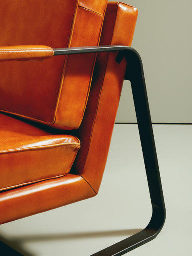 Buffalo Brown Leather Armchair With Black Iron Frame