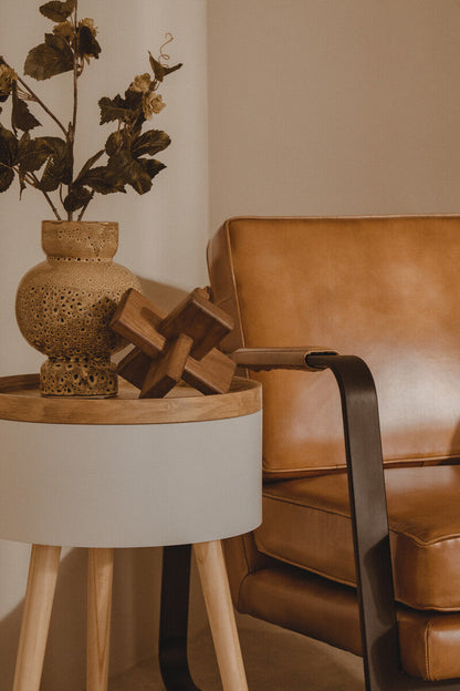 Buffalo Brown Leather Armchair With Black Iron Frame