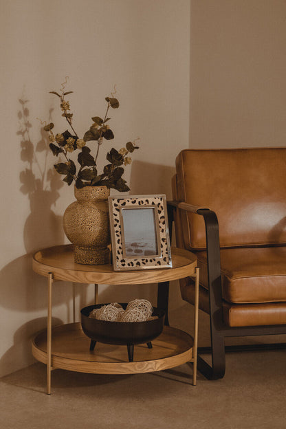 Buffalo Brown Leather Armchair With Black Iron Frame