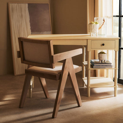 Cebu Ivory Fabric and Grey Wash Beech Wood Dining Chair