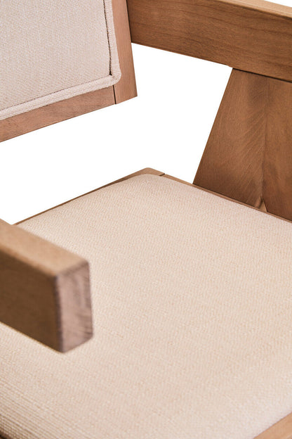 Cebu Ivory Fabric and Grey Wash Beech Wood Dining Chair