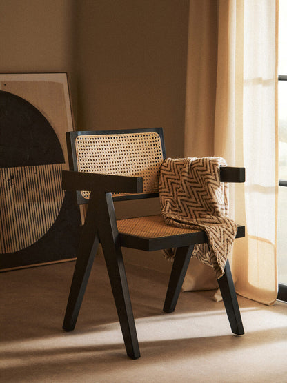 Natural Cane and Black Beech Wood Dining Chair | Cebu