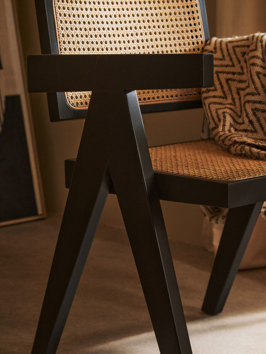 Natural Cane and Black Beech Wood Dining Chair | Cebu