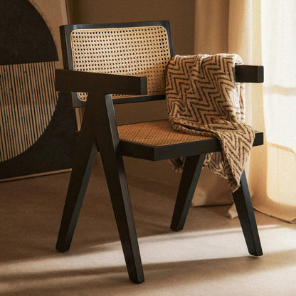 Natural Cane and Black Beech Wood Dining Chair | Cebu