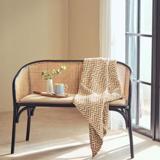 Cebu Natural Cane Bench with Wood Frame