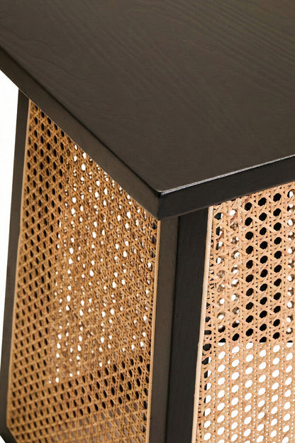 Cebu Natural Cane and Black Elm Wood Side Table