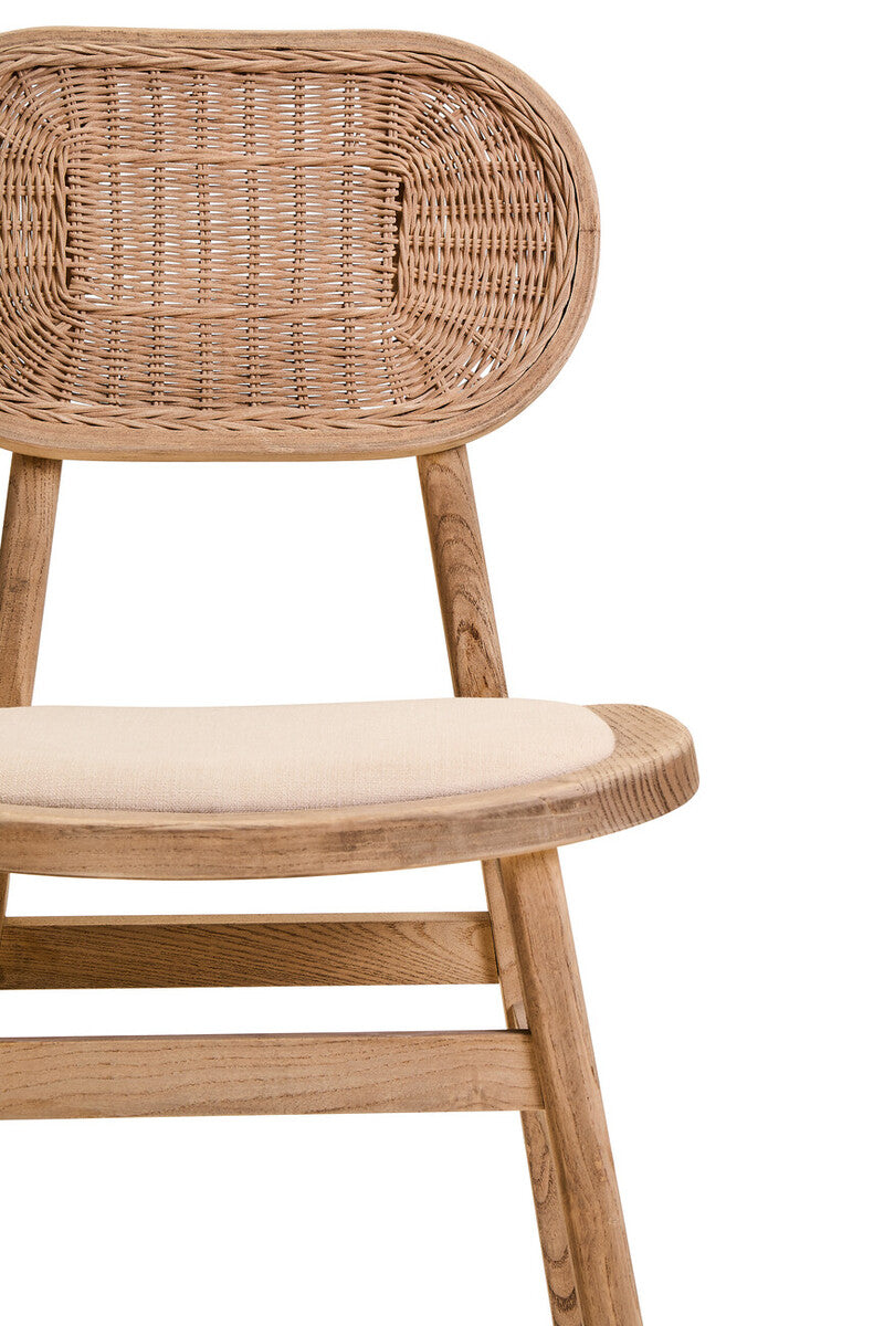 Cebu Beige Fabric and Grey Wash Elm Wood Dining Chair