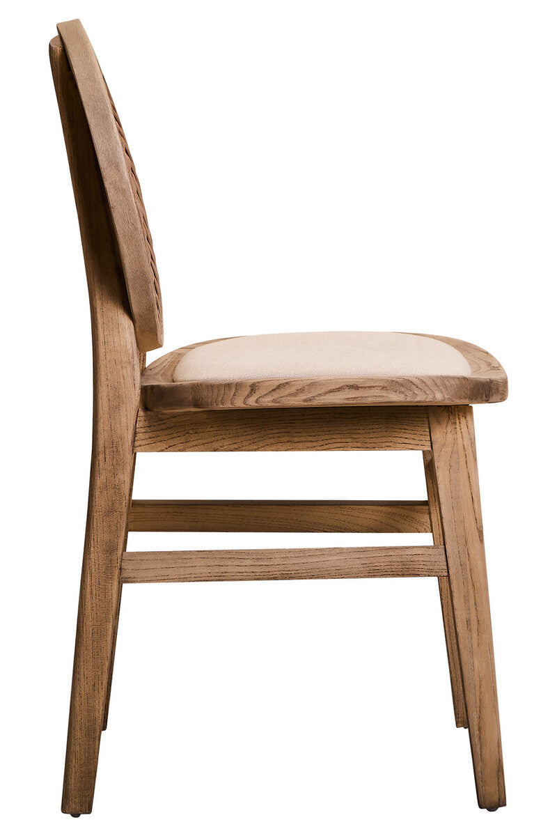 Cebu Beige Fabric and White Wash Elm Wood Dining Chair