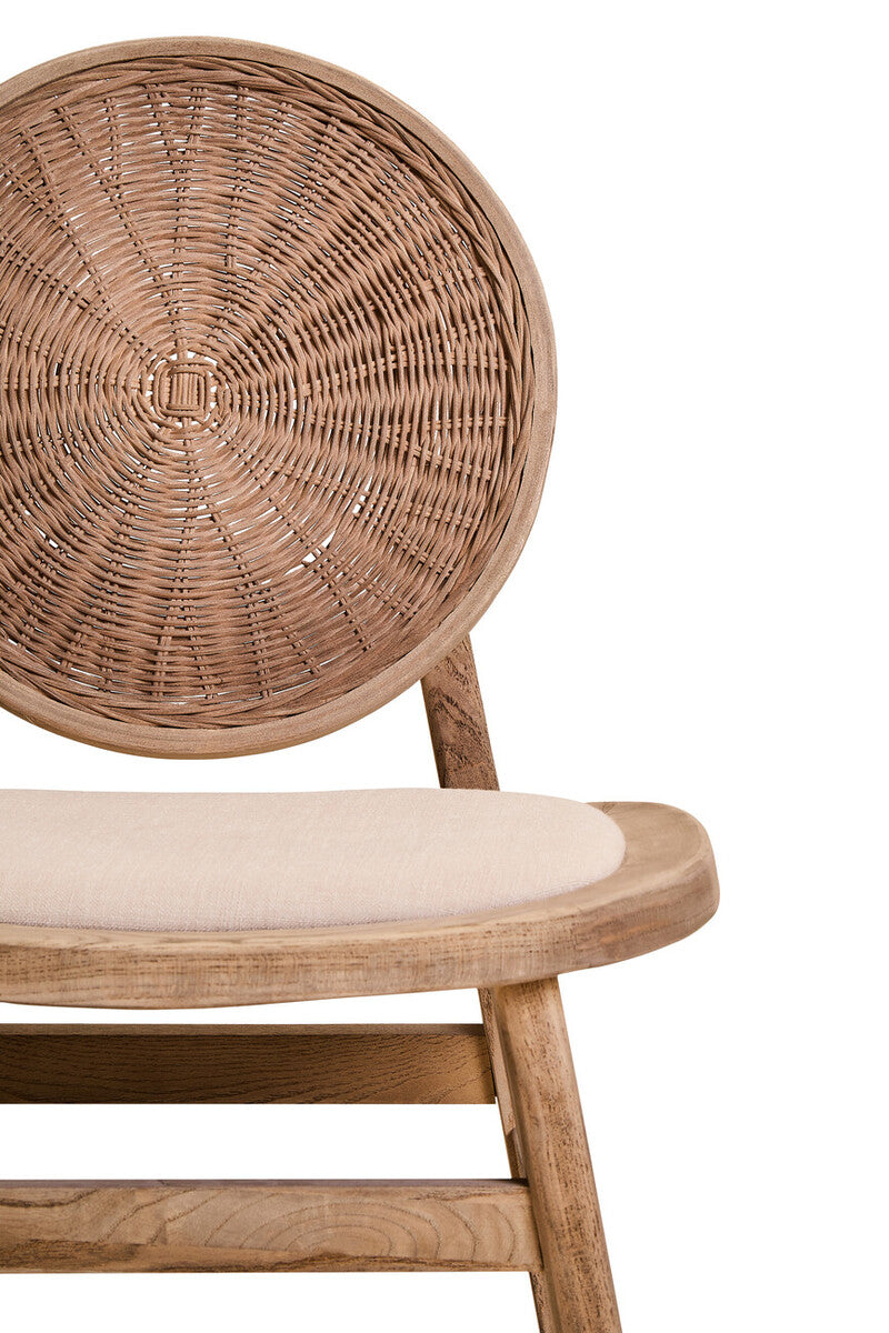 Cebu Beige Fabric and White Wash Elm Wood Dining Chair