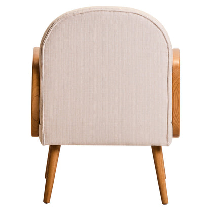 Cebu Ivory Fabric and Cane Chair with Elm Wood Legs
