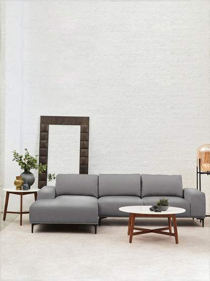 Toulon 3 Seat Grey Fabric Right Chaise Sofa