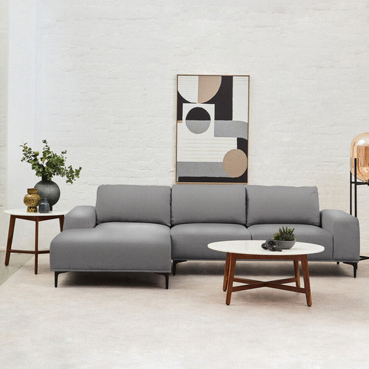 Toulon 3 Seat Grey Fabric Left Chaise Sofa
