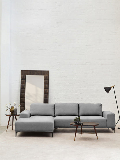 Toulon 3 Seat Grey Fabric Left Chaise Sofa