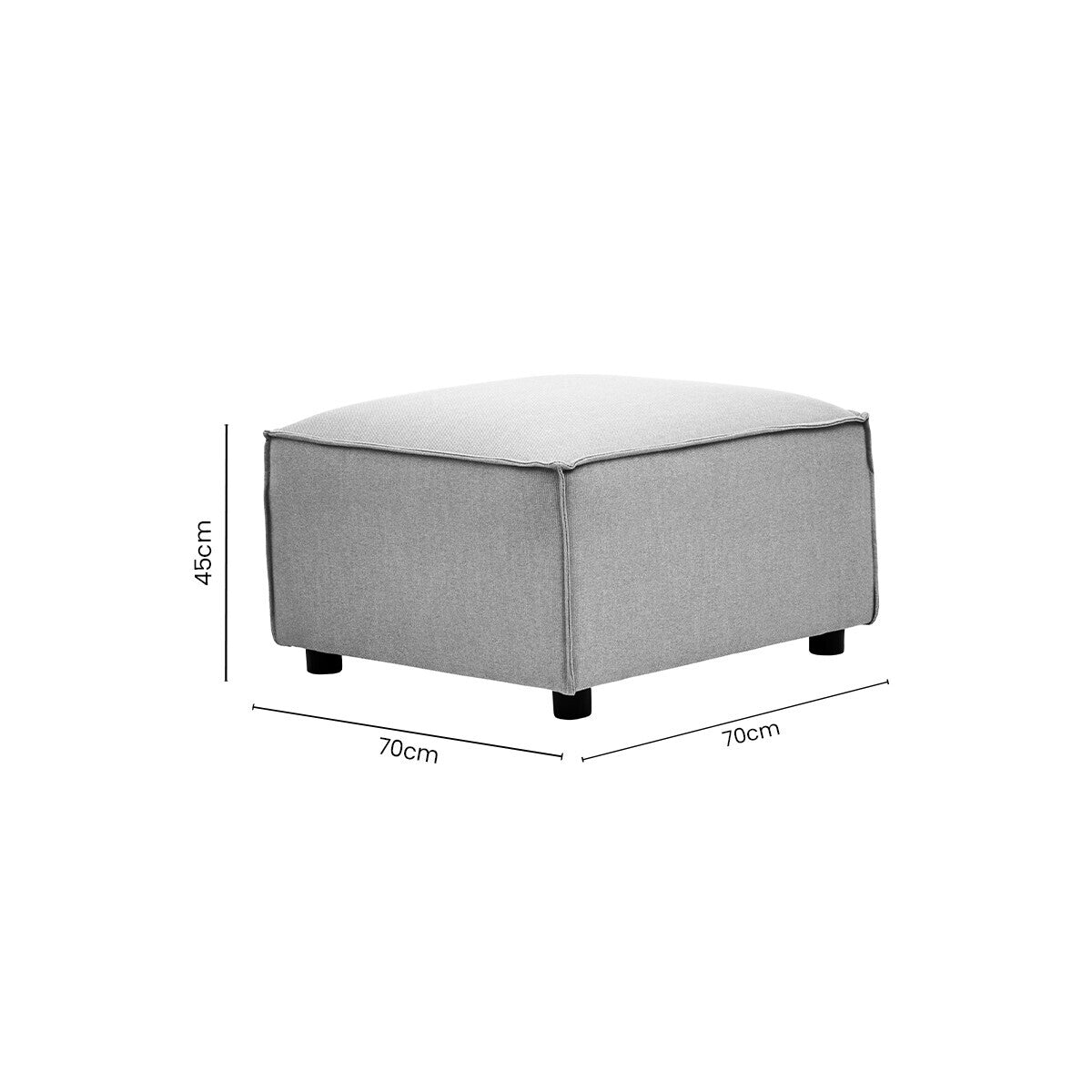 Toulouse Grey Fabric Modular Ottoman with Wood Frame