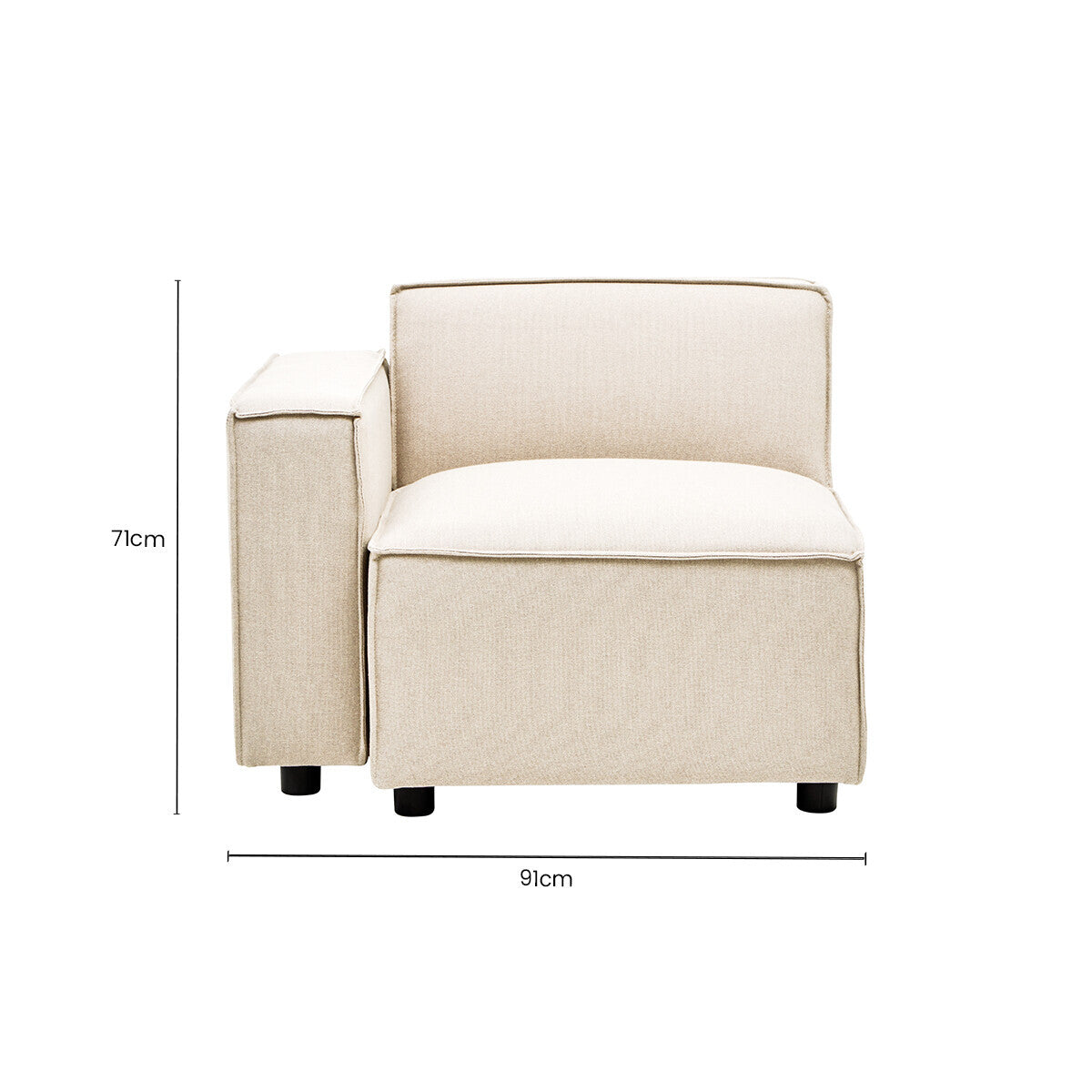 Toulouse Cream Fabric Left Arm Modular Sofa