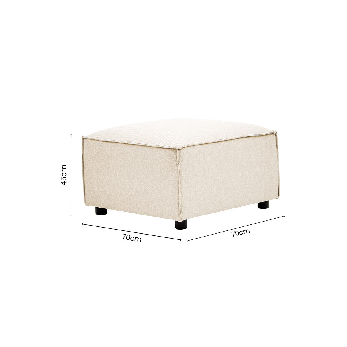 Toulouse Cream Fabric Modular Ottoman with Wood Frame