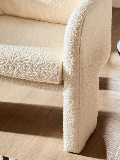 Ozzero Ivory Boucle Curved Armchair