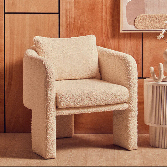 Ozzero Ivory Boucle Curved Armchair