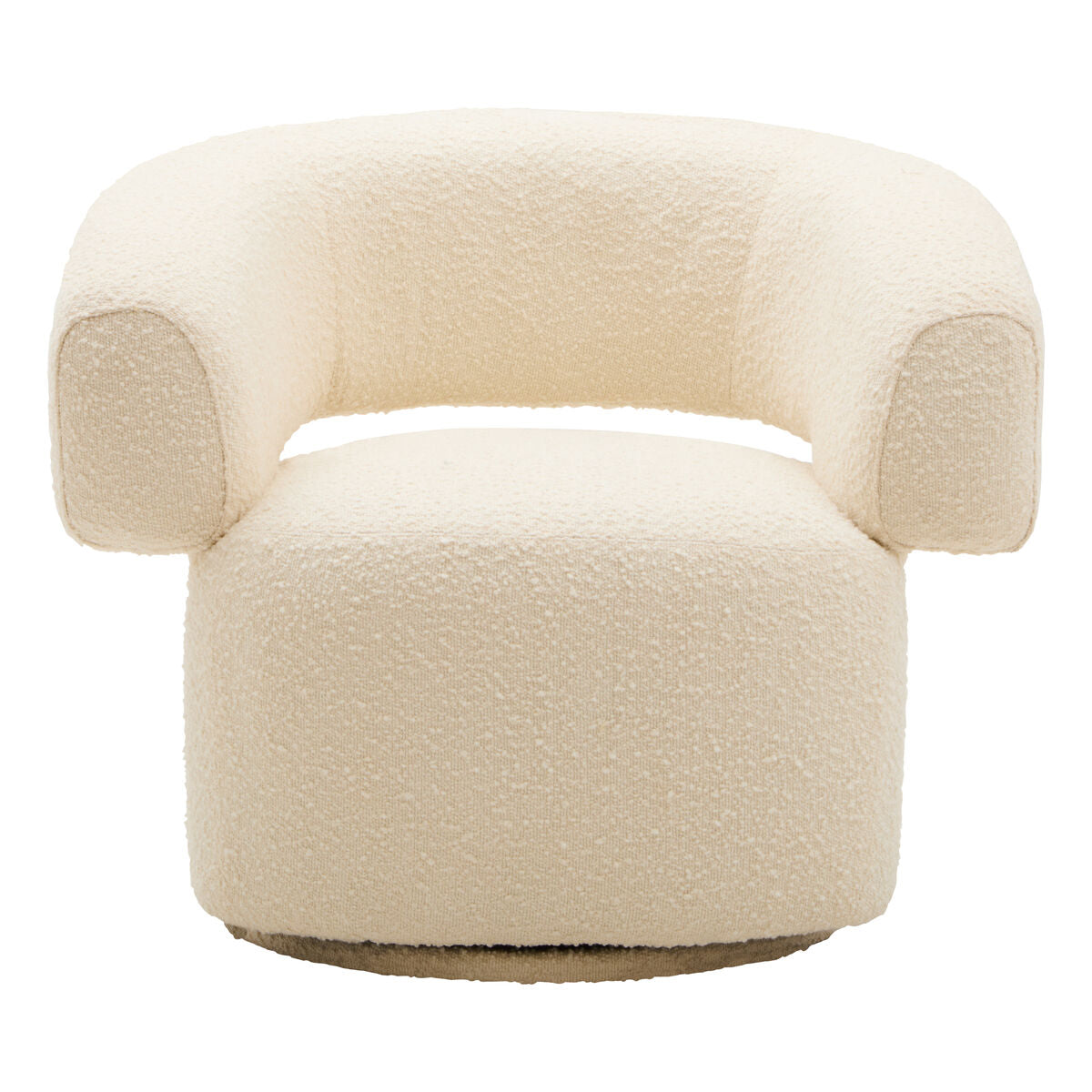 Oliveto Ivory Boucle Curved Swivel Armchair